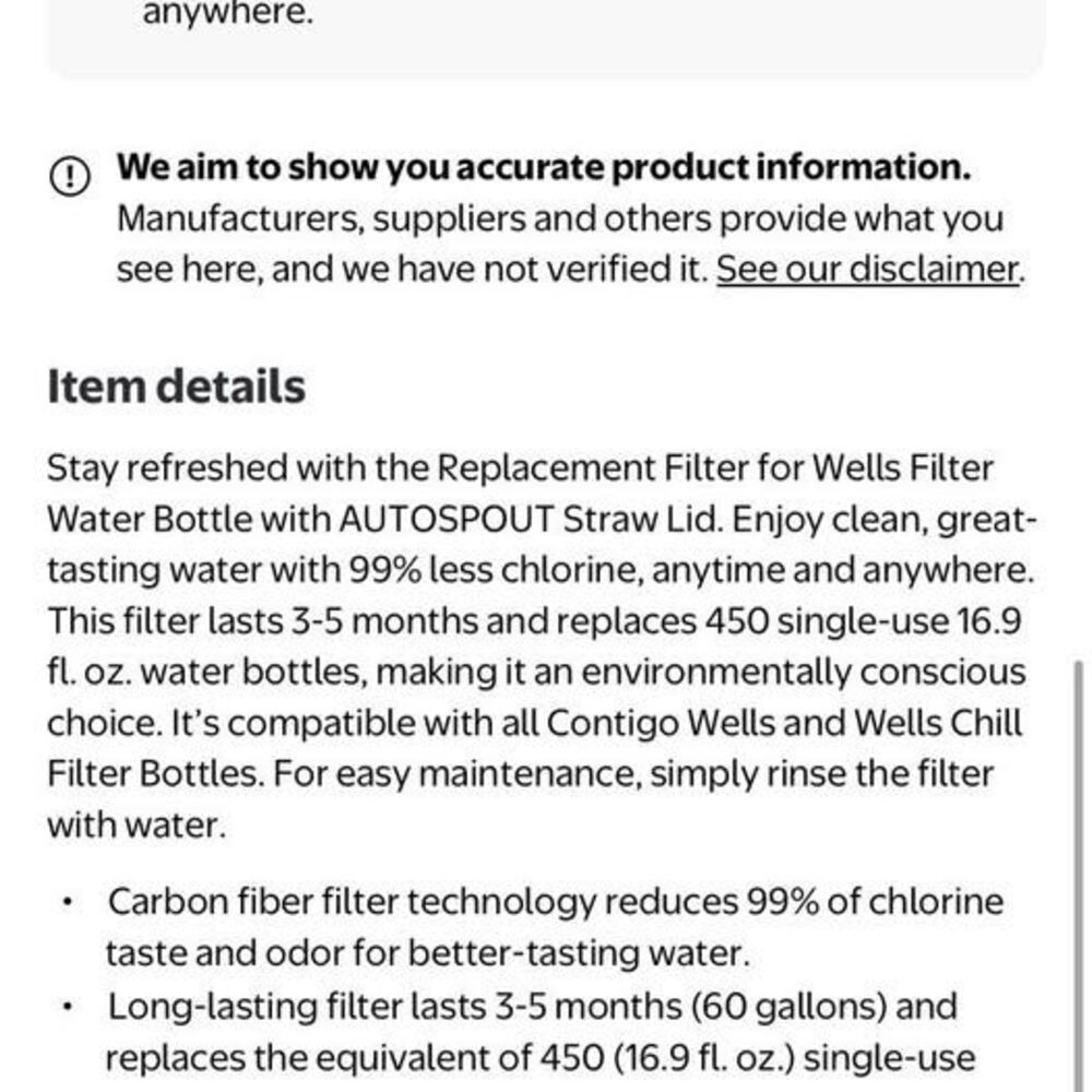 Contigo Replacement Filters 2 Cartridges Model No 1217724 BRAND NEW 2 packs - Picture 7 of 10